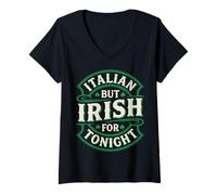 Donna Italiano Ma Irlandese per Stasera St Patricks Day Divertente Italiano Maglietta con Collo a V