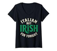 Donna Italiano Ma Irlandese per Stasera St Patricks Day Maglietta con Collo a V