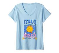 Donna Italo Disco Groove Nation Maglietta con Collo a V