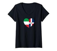 Donna Italy and Dominican Republic Flags: Friendship and Pride Maglietta con Collo a V