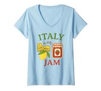 Donna Italy Is My Jam Italia È La Mia Marmellata Divertente retrò Maglietta con Collo a V