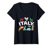 Donna Italy Travel Italian Culture Pizza Lover Italian Vacation Maglietta con Collo a V