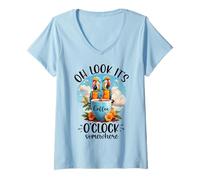 Donna It's 5 O'Clock Somewhere Drinking Parrot Coffee O Clock Time Maglietta con Collo a V