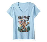 Donna Its A Bad Day To Be A Beer 4th Of July Funny Beer Bigfoot Maglietta con Collo a V