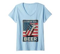 Donna Its A Bad Day To Be A Beer 4th Of July Funny Beer Flag Retro Maglietta con Collo a V