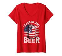 Donna Its A Bad Day To Be A Beer 4th Of July Funny Beer Flag Retro Maglietta con Collo a V