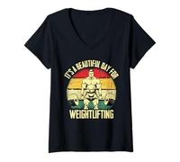 Donna It's A Beautiful Day for Weightlifting Motivational Maglietta con Collo a V