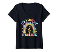Donna It's a Good Day to Make Music Shirt Istruttore di musica Insegnante Maglietta con Collo a V