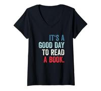 Donna It's A Good Day To Read A Book Maglietta con Collo a V