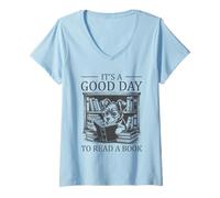 Donna It's A Good Day To Read A Book Maglietta con Collo a V