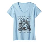 Donna It's A Good Day To Read A Book Maglietta con Collo a V