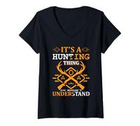 Donna It's A Hunting Thing Hunter Life Adventure Nature Lover Maglietta con Collo a V