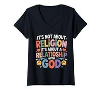 Donna It's A Relationship with God Not Religion - Maglietta con Collo a V