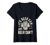 Donna Its Beer Can Not Beer Cant 4th Of July Funny Beer Joke Fun Maglietta con Collo a V