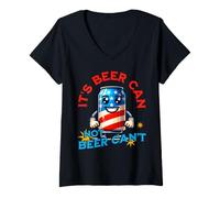 Donna Its Beer Can Not Beer Cant Funny Party Drinking Joke Maglietta con Collo a V