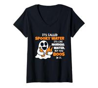 Donna It's Called Spooky Water It's Like Normal Water Funny Ghost Maglietta con Collo a V