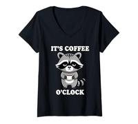 Donna It's Coffee O'Clock Maglietta con Collo a V