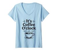 Donna It's Coffee O'Clock Maglietta con Collo a V