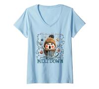 Donna It's Fine Meltdown Snowman Hot Cocoa Funny Christmas Maglietta con Collo a V
