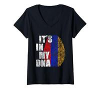 Donna It's In My DNA Armenia Funny Fingerprint Armenia Bandiera Armena Orgoglio Maglietta con Collo a V