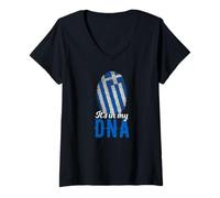Donna It's in My Dna L'Impronta della Bandiera Greca Maglietta con Collo a V