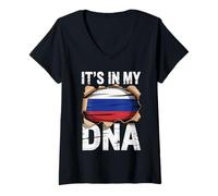Donna It's in My Dna Russian Roots Russia Flag Maglietta con Collo a V