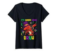 Donna It's Mardi Gras Bruh Funny Crayfish Dab Uomini Donne Bambini Maglietta con Collo a V