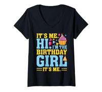 Donna It's Me Hi I'm The Birthday Girl Its Me Birthday Party Cake Maglietta con Collo a V