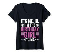 Donna It's Me Hi Im The Birthday Girl It's Me Funny Birthday Kid's Maglietta con Collo a V