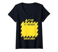 Donna It's My 21st Birthday 21 Years Old Birthday Party Sign My Maglietta con Collo a V