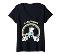 Donna It's My 7th Cute Unicorn 7 Year Old Girls Maglietta con Collo a V