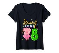 Donna It's My Birthday 8 Pig for Women, Maglietta con Collo a V