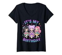 Donna It's My Birthday - Cute Birthday Girl KPOP Chibi Maglietta con Collo a V
