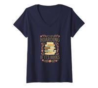 Donna It's Not Hoarding If It's Books Funny Book Lover Graphic Maglietta con Collo a V