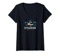 Donna It's Not Magic It's SysAdmin Funny IT Tech Administrator Maglietta con Collo a V