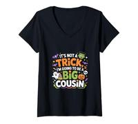 Donna It's Not Trick I'm Going to Be a Big Cousin Halloween Tees Maglietta con Collo a V