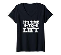 Donna It's Time To Lift - Divertente allenamento in palestra Maglietta con Collo a V