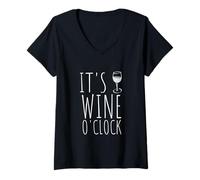 Donna It's vine o'clock vino rosso vino bianco vino vino vino rosa Maglietta con Collo a V