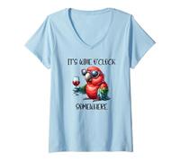 Donna It's Wine O Clock Drinking Parrot Its 5 O'Clock Somewhere Maglietta con Collo a V