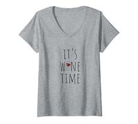 Donna It's Wine Time Funny Wine Daying Maglietta con Collo a V
