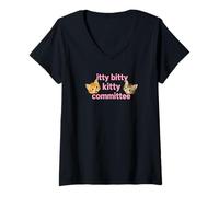 Donna Itty Bitty Kitty Committee Cute Cat Lover Tee And More Maglietta con Collo a V