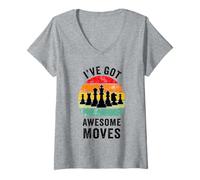 Donna I've Got Awesome Moves Giocatore di Scacchi Divertente Giocatore di Scacchi Maglietta con Collo a V