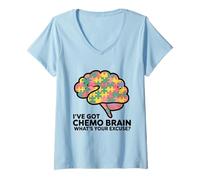 Donna I've Got Chemo Brain Qual è la Tua Scusa Cancro Puzzle Pieces Maglietta con Collo a V