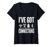 Donna Ive Got Connection Divertente segnale tecnico Bluetooth Wifi USB Joke Maglietta con Collo a V