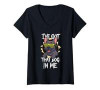 Donna I've Got That Dog in Me Bulldog Francese Maglietta con Collo a V