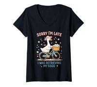 Donna IVF Mom Sorry I'm Late Retrieving My Eggs Maglietta con Collo a V