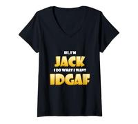 Donna Jack Costume IDGAF Funny Meme Halloween Costume for Jacks Maglietta con Collo a V