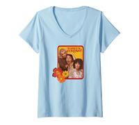 Donna Jack & Janet & Chrissy Three's Company Retro Floral Graphic Maglietta con Collo a V