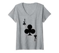 Donna Jack of Clubs - Maglietta a forma di carte da gioco per Halloween Maglietta con Collo a V