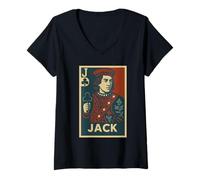 Donna Jack Of Clubs, Nome Jack, Giocatori di Poker, Mazzo di Poker Maglietta con Collo a V